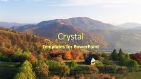  Presentation with meadow - PPT layouts enhanced with picturesque-autumn-meadow-with-wooden background and a tawny brown colored foreground