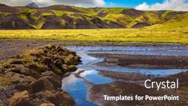  Presentation with green hills - Beautiful PPT theme featuring picturesque basalt hills overgrown green grass and polar moss on bottom of canyon many streams flow canyon pakgil in iceland backdrop and a tawny brown colored foreground