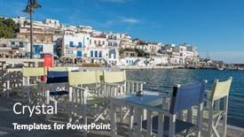  Presentation with cyclades - Amazing presentation design having picturesque batsi village on andros island cyclades greece backdrop and a dark gray colored foreground