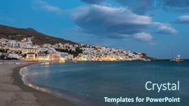  Presentation with cyclades - Colorful PPT layouts enhanced with picturesque batsi village on andros island at night cyclades greece backdrop and a ocean colored foreground