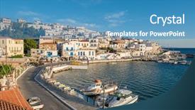  Presentation with livelihood village - PPT theme enhanced with picturesque batsi village on andros background and a teal colored foreground