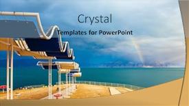  Presentation with sea rainbow - Presentation theme with picturesque-beach-with-bright-sunshades background and a light blue colored foreground