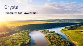  Presentation with earth eye - Presentation theme consisting of picturesque-bird-s-eye-view background and a light blue colored foreground