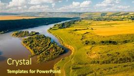  Presentation with earth eye - Beautiful PPT theme featuring picturesque-bird-s-eye-view backdrop and a tawny brown colored foreground