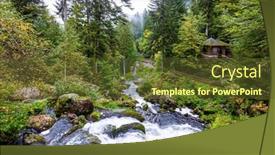  Presentation with foggy forest - Presentation design featuring picturesque-black-forest-triberg background and a tawny brown colored foreground