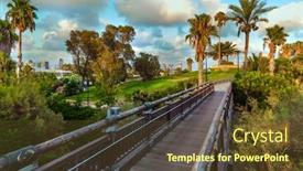  Presentation with ravine - Presentation theme enhanced with picturesque-bridge-over-a-ravine background and a tawny brown colored foreground