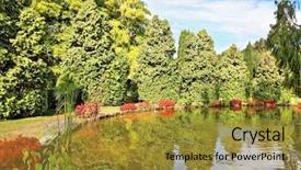  Presentation with flowers - Colorful presentation theme enhanced with picturesque-bush-with-red-flowers backdrop and a gold colored foreground