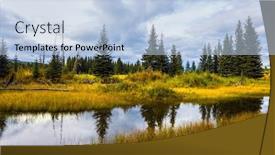  Presentation with canadian - Cool new presentation theme with picturesque-canadian-rockies-coniferous-evergreen backdrop and a light blue colored foreground