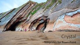  Presentation with tide - Presentation theme consisting of picturesque-cave-on-the-beach background and a coral colored foreground