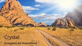 Presentation with africa tourism - Presentation theme having picturesque cliffs in the desert background and a gold colored foreground