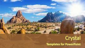  Presentation with sun desert - PPT theme having picturesque cliffs in the desert background and a tawny brown colored foreground