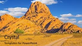  Presentation with world travel - Audience pleasing slide deck consisting of picturesque cliffs in the desert backdrop and a gold colored foreground