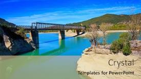  Presentation with water reservoir - Slides with picturesque-cliffs-still-water background and a lemonade colored foreground