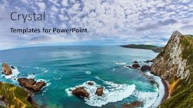  Presentation with environmental - PPT theme enhanced with picturesque-coast-of-the-pacific background and a light blue colored foreground