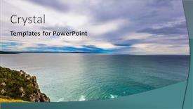  Presentation with pacific island - Colorful PPT theme enhanced with picturesque-coast-of-the-pacific backdrop and a light blue colored foreground