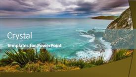  Presentation with environmental - Cool new presentation with picturesque-coast-of-the-pacific backdrop and a teal colored foreground