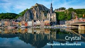  Presentation with notre dame - Beautiful PPT theme featuring picturesque-dinant-town-dinant-citadel backdrop and a ocean colored foreground