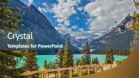  Presentation with banff national park - Cool new presentation theme with picturesque embankment at lake louise backdrop and a ocean colored foreground