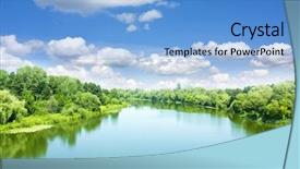  Presentation with river forest - Amazing theme having sun ecology water - picturesque forest and the river backdrop and a light blue colored foreground