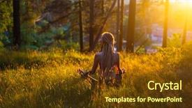  Presentation with yoga - Presentation theme featuring picturesque glade in a green background and a tawny brown colored foreground