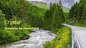  Presentation with forest road green - Presentation design enhanced with picturesque-highway-passes-through-green background and a tawny brown colored foreground