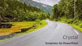  Presentation with rainy day - Presentation theme enhanced with picturesque-highway-passes-through-green background and a light gray colored foreground