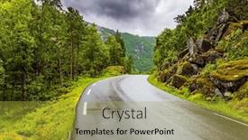  Presentation with rainy day - Slide set enhanced with picturesque-highway-passes-through background and a yellow colored foreground