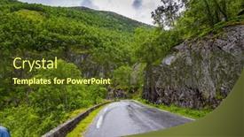  Presentation with rainy day - PPT theme with picturesque-highway-passes-through background and a tawny brown colored foreground