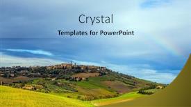  Presentation with green farms - Slide deck featuring picturesque-hills-of-the-legendary background and a light blue colored foreground