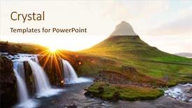  Presentation with morning sunrise - Presentation theme having picturesque icelandic landscape with colorful background and a cream colored foreground