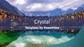  Presentation with forests - Presentation theme enhanced with picturesque-lake-lago-fusine background and a ocean colored foreground