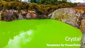  Presentation with green lake - Beautiful presentation featuring picturesque lake with green opaque backdrop and a shamrock green colored foreground