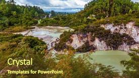  Presentation with green lake - Slide deck with picturesque lake with green water background and a tawny brown colored foreground