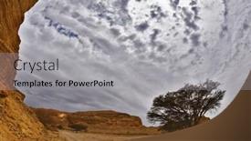  Presentation with rock stone - Presentation theme with picturesque landscape in stone desert two trees and a red rock background and a light gray colored foreground