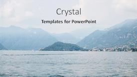  Presentation with magical - Presentation design featuring picturesque-landscape-on-lake-como background and a sky blue colored foreground