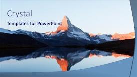  Presentation with clear water - PPT theme having picturesque-landscape-with-colorful-sunrise background and a sky blue colored foreground