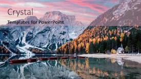  Presentation with mountain water - Presentation theme having picturesque-landscape-with-famous-lake background and a soft green colored foreground