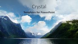  Presentation with sky - Beautiful PPT layouts featuring picturesque-landscape-with-mountains-cloudy backdrop and a light blue colored foreground