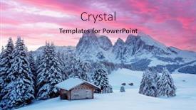  Presentation with log cabin - PPT theme with picturesque-landscape-with-small-wooden background and a lemonade colored foreground