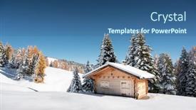  Presentation with log cabin - Presentation enhanced with picturesque-landscape-with-small-wooden background and a ocean colored foreground