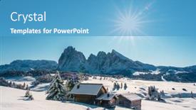  Presentation with log cabin - Slides featuring picturesque-landscape-with-small-wooden background and a  colored foreground