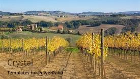  Presentation with vineyard - Cool new presentation theme with picturesque-landscape-with-vineyard backdrop and a coral colored foreground