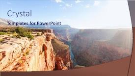  Presentation with grand canyon - Amazing PPT theme having picturesque landscapes of the grand canyon backdrop and a sky blue colored foreground