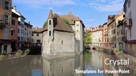  Presentation with prison - Colorful slide set enhanced with old french town of annecy backdrop and a gray colored foreground