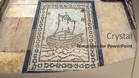  Presentation with pilgrimage - Beautiful PPT theme featuring picturesque-mosaics-adorn-the-entrance backdrop and a coral colored foreground