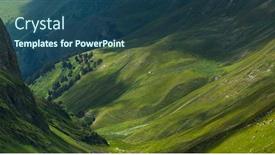  Presentation with river valley - Theme enhanced with picturesque-mountain-emerald-valley background and a ocean colored foreground