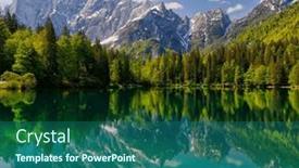  Presentation with mountain hiking - Slides with picturesque-mountain-scenery-and-hiking background and a ocean colored foreground