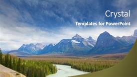  Presentation with canadian - Presentation design consisting of picturesque-mountain-view background and a ocean colored foreground