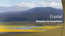  Presentation with rocky mountains - Presentation theme featuring picturesque-mountains-of-alaska background and a ocean colored foreground