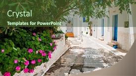  Presentation with street - Amazing presentation design having picturesque-narrow-street-with-traditional backdrop and a tawny brown colored foreground